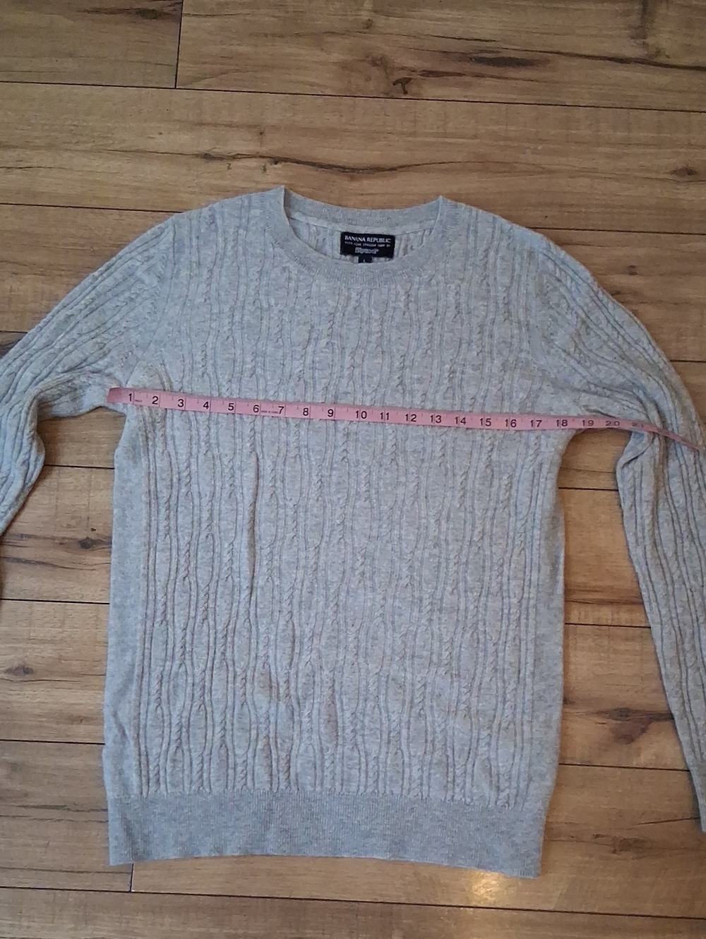 Women's Cable-Knit Crewneck Light Gray Merino Cashemere Blend Large - Picture 12 of 17